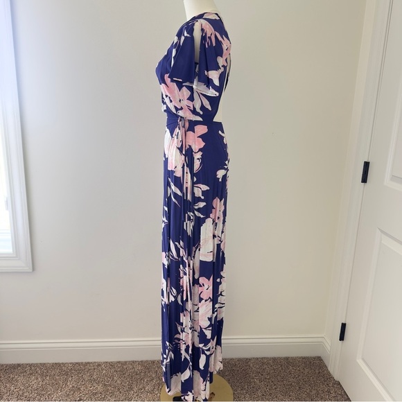 Lulus Azalea Regalia Navy Blue Floral Print Wrap Women's Maxi Dress XS - Picture 9 of 16